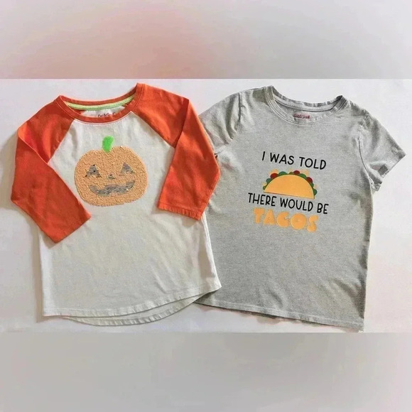 Cat & Jack Other - Cat and Jack Pumpkin Flip Sequins Tee and Gray Taco tee (610)